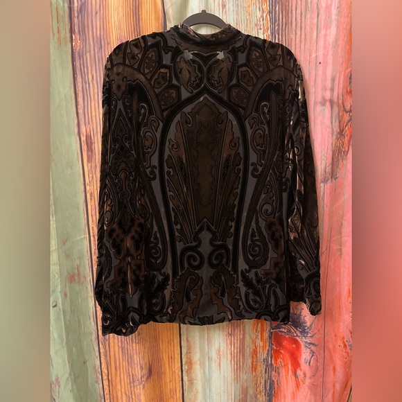 Chico’s Sz. 3 Festive Silk Velvet Blouse - Picture 2 of 3